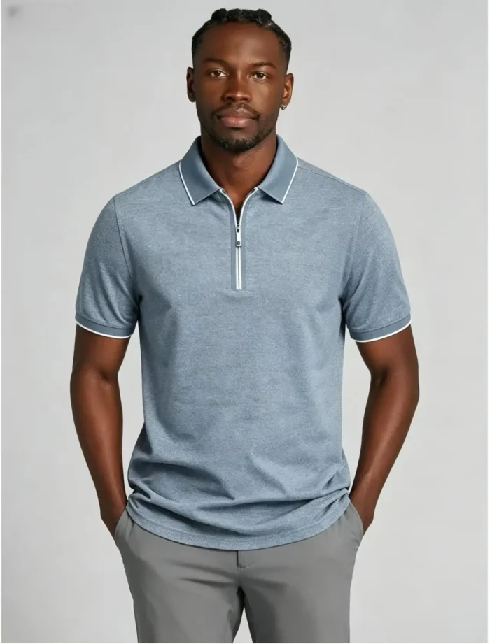 Modern Fit Zip Polo Shirt - Image 5