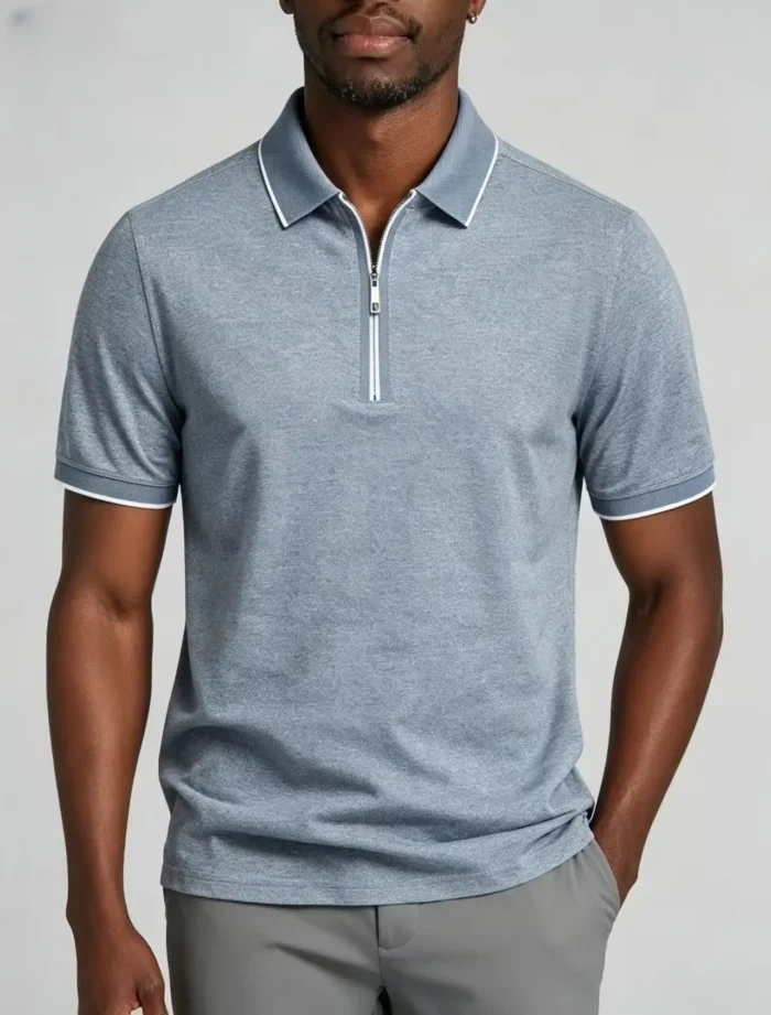 Modern Fit Zip Polo Shirt - Image 4