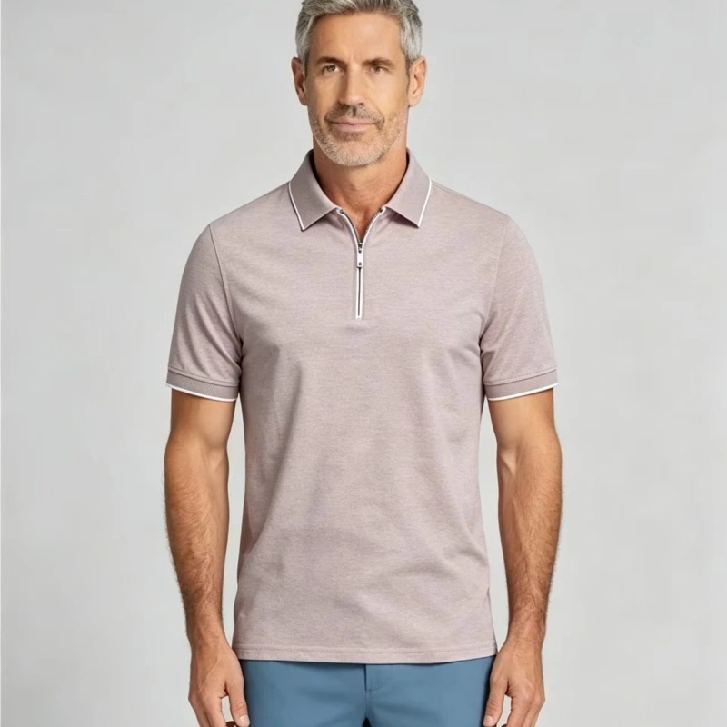 微信图片_20260609135645_973_4 Modern Fit Zip Polo Shirt - Image 1