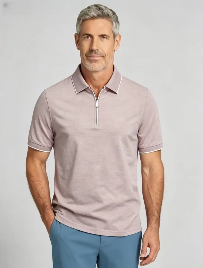 Modern Fit Zip Polo Shirt - Image 12