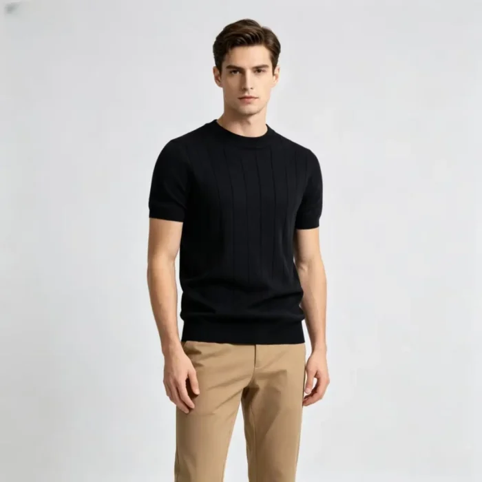 Modern Fit Cotton Crew Neck Knit Short Sleeve Tee - Image 5