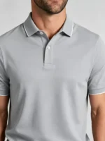 Men's stretchy, sweat-absorbent, solid color double-button knitted Polo shirt, suitable for various occasions and daily travel, lightweight and breathable, summer top - Image 7