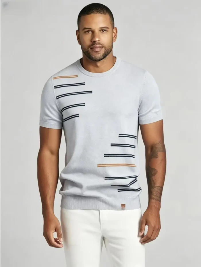 Modern slim-fit crew neck knit T-shirt - Image 13
