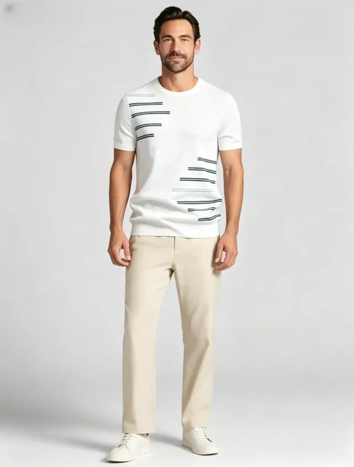 Modern slim-fit crew neck knit T-shirt - Image 9