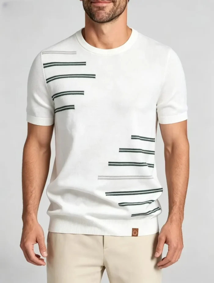 Modern slim-fit crew neck knit T-shirt - Image 8