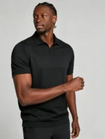 Men's solid color V-neck short-sleeve knitted polo shirt, soft and breathable, summer business casual everyday pullover - Image 19