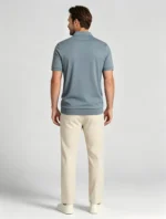 Men's solid color V-neck short-sleeve knitted polo shirt, soft and breathable, summer business casual everyday pullover - Image 12