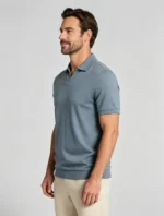 Men's solid color V-neck short-sleeve knitted polo shirt, soft and breathable, summer business casual everyday pullover - Image 9
