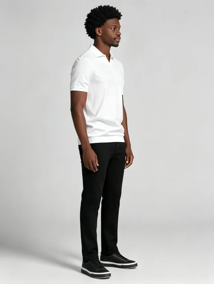 Men's solid color V-neck short-sleeve knitted polo shirt, soft and breathable, summer business casual everyday pullover - Image 6