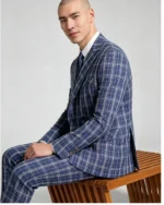 Men's Slim Fit One-Button Windowpane Plaid 2 Piece Suit - 图片 4