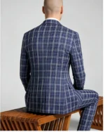 Men's Slim Fit One-Button Windowpane Plaid 2 Piece Suit - 图片 3