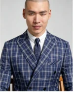 Men's Slim Fit One-Button Windowpane Plaid 2 Piece Suit - 图片 2
