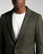 Men's Slim Fit One-Button Windowpane Plaid 2 Piece Suit - 图片 2