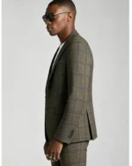 Men's Slim Fit One-Button Windowpane Plaid 2 Piece Suit - 图片 3