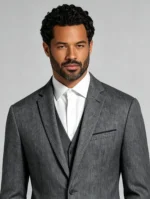 Men's Slim Fit One-Button Textured 2 Piece Business Casual Suit - Image 2