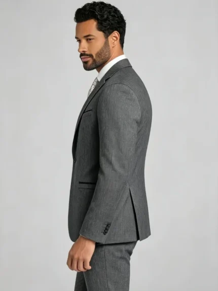 Men's Slim Fit One-Button Textured 2 Piece Business Casual Suit