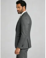 Men's Slim Fit One-Button Textured 2 Piece Business Casual Suit - 图片 2