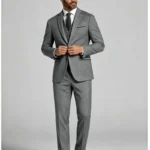 Men's Slim Fit One-Button Textured 2 Piece Business Casual Suit