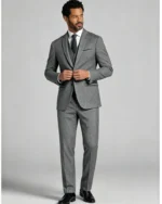 Men's Slim Fit One-Button Textured 2 Piece Business Casual Suit