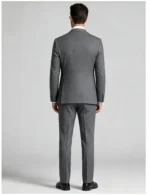 Men's Slim Fit Herringbone 3 Piece Suit with Double-Breasted Vest - Image 4