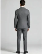 Men's Slim Fit Herringbone 3 Piece Suit with Double-Breasted Vest - 图片 4