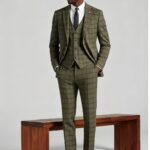 Men's Slim Fit Plaid 3 Piece Suit (Blazer + Vest + Trousers)
