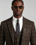 Men's Slim Fit Plaid 3 Piece Suit (Blazer + Vest + Trousers) - 图片 14