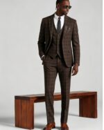 Men's Slim Fit Plaid 3 Piece Suit (Blazer + Vest + Trousers) - 图片 12
