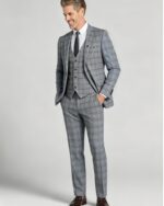 Men's Slim Fit Plaid 3 Piece Suit (Blazer + Vest + Trousers) - 图片 11