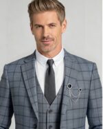 Men's Slim Fit Plaid 3 Piece Suit (Blazer + Vest + Trousers) - 图片 8