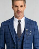 Men's Slim Fit Plaid 3 Piece Suit (Blazer + Vest + Trousers) - 图片 5