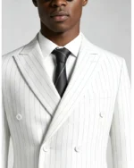 Men's Slim Fit Double Breasted Pinstripe 2 Piece Suit - 图片 10