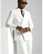 Men's Slim Fit Double Breasted Pinstripe 2 Piece Suit