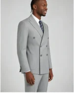 Men's Slim Fit Double Breasted Pinstripe 2 Piece Suit - 图片 2
