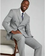 Men's Slim Fit Double Breasted Pinstripe 2 Piece Suit - 图片 6