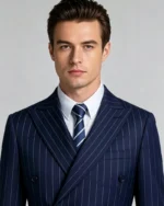 Men's Slim Fit Double Breasted Pinstripe 2 Piece Suit - 图片 5