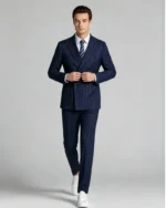 Men's Slim Fit Double Breasted Pinstripe 2 Piece Suit - 图片 9