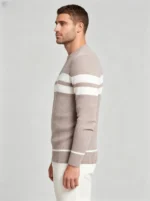 Modern Fit Striped Contrast Crew Neck Knit - Image 3