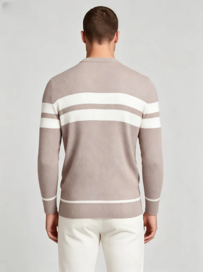 Modern Fit Striped Contrast Crew Neck Knit - Image 5