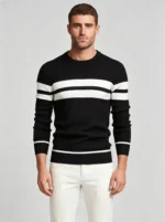 Modern Fit Striped Contrast Crew Neck Knit - Image 6