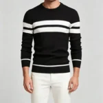 Modern Fit Striped Contrast Crew Neck Knit - Image 21