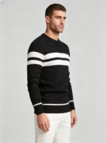 Modern Fit Striped Contrast Crew Neck Knit - Image 7