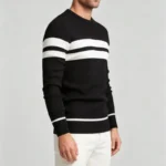 Modern Fit Striped Contrast Crew Neck Knit - Image 11