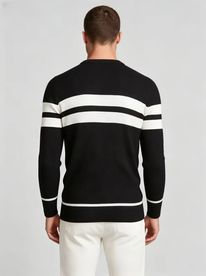 Modern Fit Striped Contrast Crew Neck Knit - Image 9
