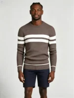 Modern Fit Striped Contrast Crew Neck Knit - Image 10