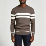 Modern Fit Striped Contrast Crew Neck Knit - Image 8