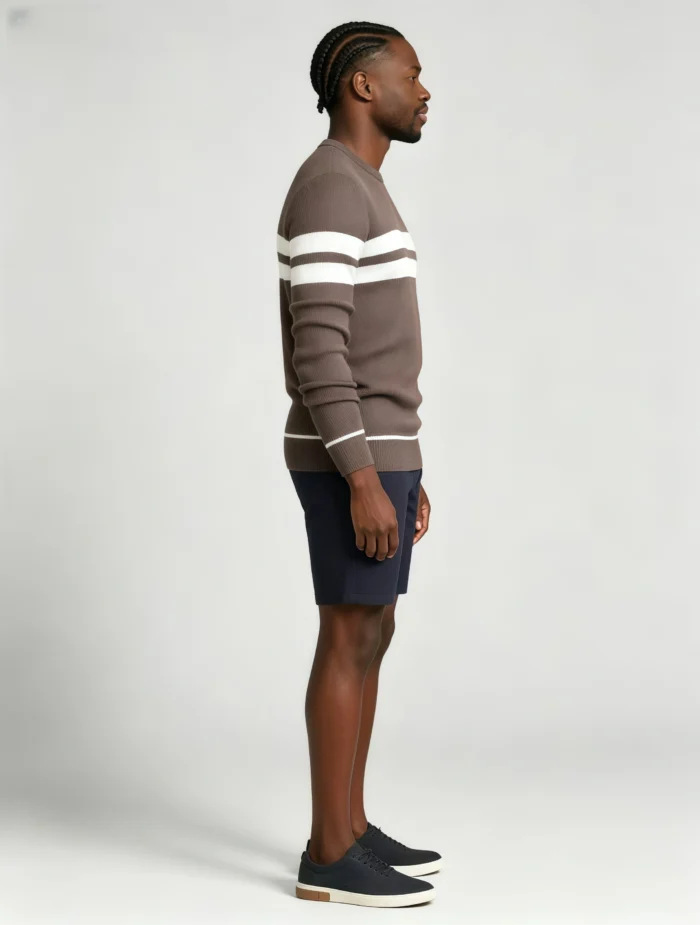 Modern Fit Striped Contrast Crew Neck Knit - Image 11