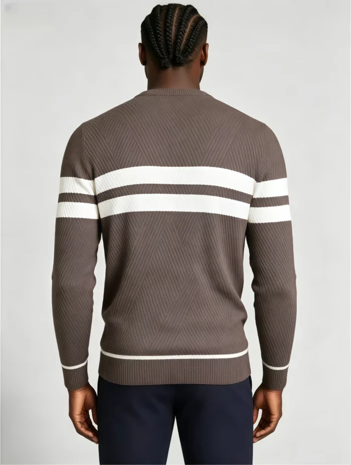 Modern Fit Striped Contrast Crew Neck Knit - Image 13