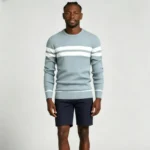 Modern Fit Striped Contrast Crew Neck Knit - Image 4
