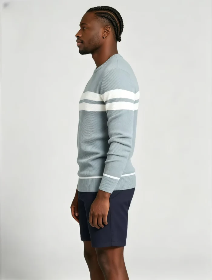 Modern Fit Striped Contrast Crew Neck Knit - Image 15